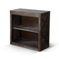 Sofi Small Bookcase, X Cross Panels, 2 Shelves, Dark Brown Veneer -BM324773