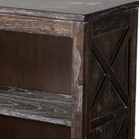 Sofi Small Bookcase, X Cross Panels, 2 Shelves, Dark Brown Veneer -BM324773