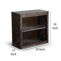 Sofi Small Bookcase, X Cross Panels, 2 Shelves, Dark Brown Veneer -BM324773
