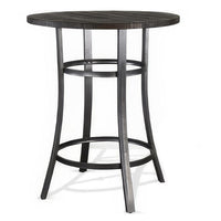 Flint Bar Height Table Round 42 Inch, Dark Brown Mahogany Wood n Metal -BM324810