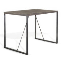 Zayle Counter Height Table, Dark Brown Mahogany Wood, Metal, 47 Inch