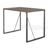 Zayle Counter Height Table, Dark Brown Mahogany Wood, Metal, 47 Inch -BM324813