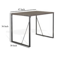 Zayle Counter Height Table, Dark Brown Mahogany Wood, Metal, 47 Inch -BM324813
