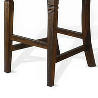 Flint Barstool Chair, Set of 2, Ladderback, Black Vinyl, Dark Brown Mahogany - BM324823