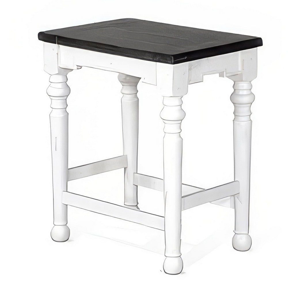 Orso Counter Height Stool Set of 2, White, Dark Brown Mahogany Wood -BM324844