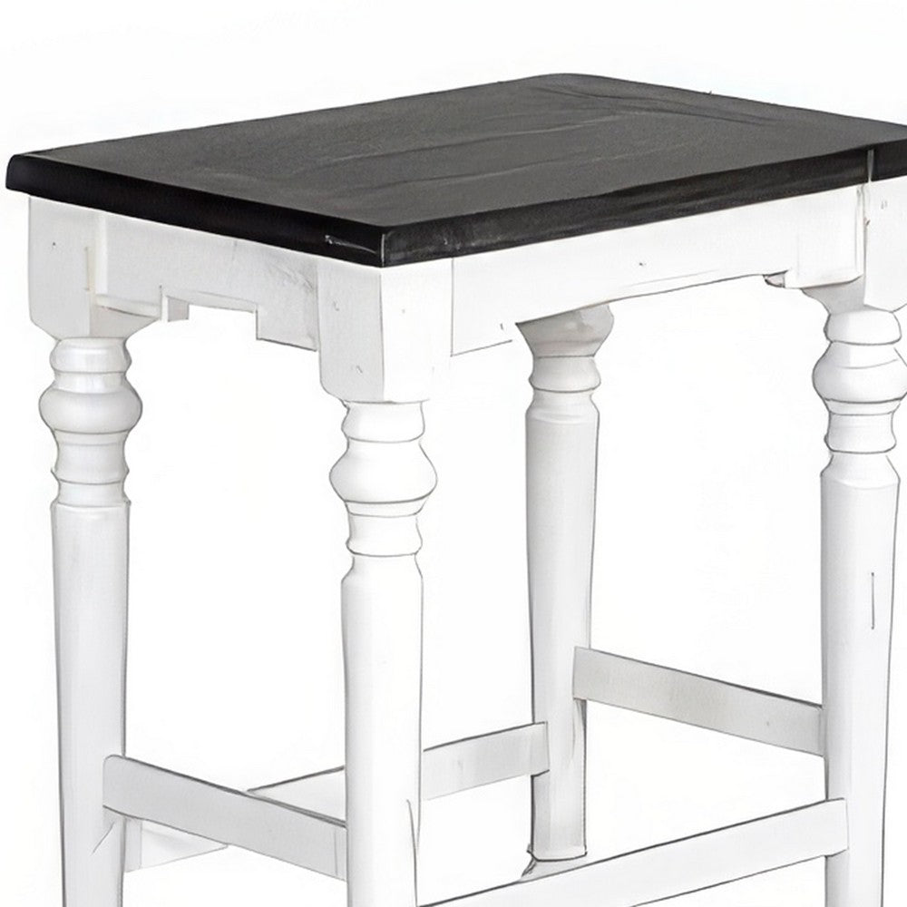 Orso Counter Height Stool Set of 2, White, Dark Brown Mahogany Wood -BM324844