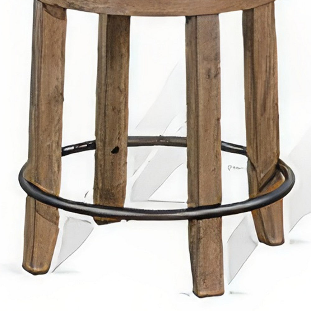 Yael Swivel Counter Stool Set of 2, Gray Faux Leather, Brown, Black -BM324871