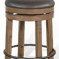 Yael Swivel Counter Stool Set of 2, Gray Faux Leather, Brown, Black -BM324871