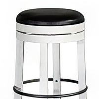 Orso Swivel Barstool Set of 2, Black Faux Leather, White Wood, Black -BM324876