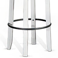 Orso Swivel Barstool Set of 2, Black Faux Leather, White Wood, Black -BM324876