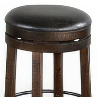 Flint Swivel Counter Stool Set of 2, Black Faux Leather, Dark Brown -BM324879