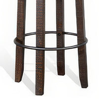 Flint Swivel Barstool Set of 2, Black Faux Leather, Dark Brown Wood -BM324880