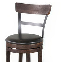 Flint Swivel Counter Stool Chair Set of 2, Black Faux Leather, Brown -BM324881