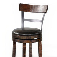 Flint Swivel Barstool Chair Set of 2, Black Faux Leather, Dark Brown -BM324882
