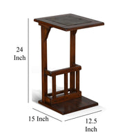 Jenne Sofa Side Table with Magazine Rack, 13 Inch Top, Dark Brown Wood -BM324919