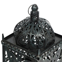 Sus 23 Inch Candle Holder Lantern w Dome Lid, Black Iron Metal Cover -BM324938