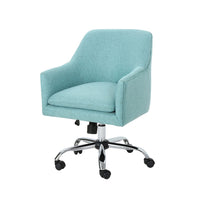Heza Rolling Swivel Office Chair, Light Blue Fabric, Chrome Metal