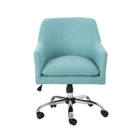 Heza Rolling Swivel Office Chair, Light Blue Fabric, Chrome Metal -BM324991