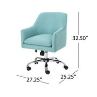 Heza Rolling Swivel Office Chair, Light Blue Fabric, Chrome Metal -BM324991