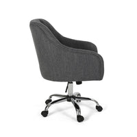 Nysa Swivel Rolling Office Chair, Tufted Dark Gray Fabric, Chrome -BM324995