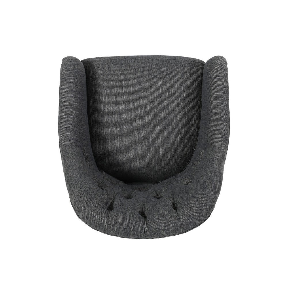 Nysa Swivel Rolling Office Chair, Tufted Dark Gray Fabric, Chrome -BM324995