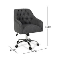 Nysa Swivel Rolling Office Chair, Tufted Dark Gray Fabric, Chrome -BM324995
