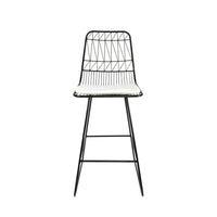 Outdoor Counter Stool Chair Set of 2, Black Iron Frame Construction -BM325003