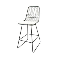 Outdoor Counter Stool Chair Set of 2, Black Iron Frame Construction -BM325003