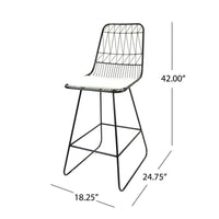 Outdoor Counter Stool Chair Set of 2, Black Iron Frame Construction -BM325003