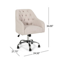 Nysa Swivel Office Chair, Tufted Beige Fabric, Chrome Steel -BM325037