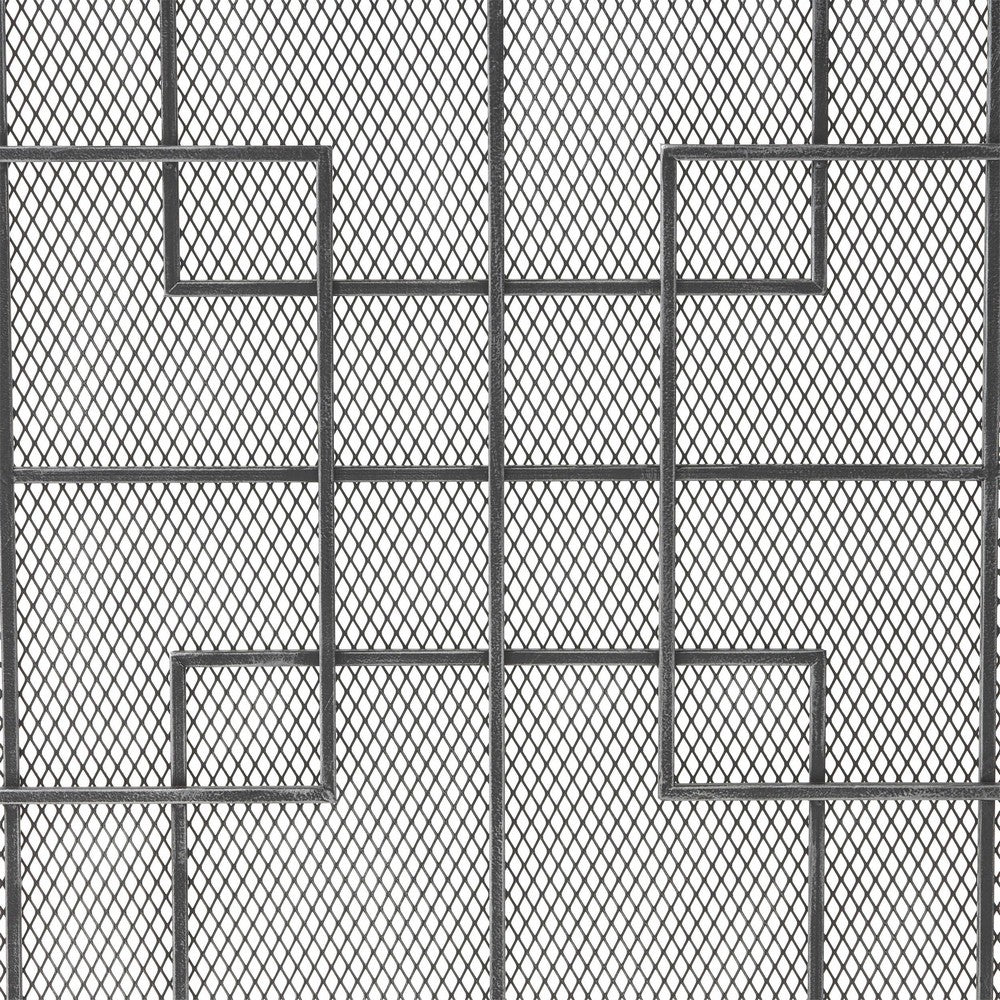 31x41 Fireplace Screen with Mesh, Contemporary Design, Black, Silver  -BM325079