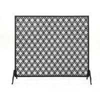 35x39 Fireplace Screen, Flower Design, Classic Matte Black Iron Finish -BM325080