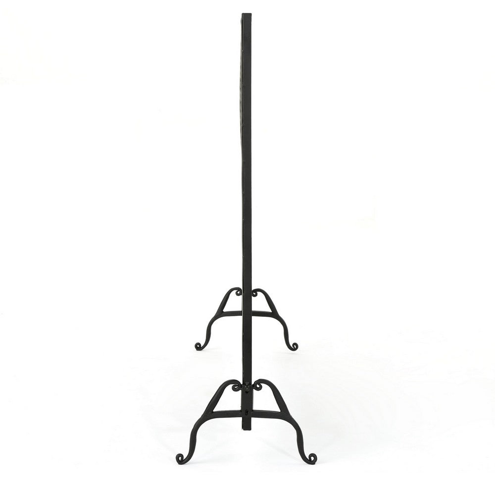 35x39 Fireplace Screen, Flower Design, Classic Matte Black Iron Finish -BM325080