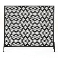 35x39 Fireplace Screen, Flower Design, Classic Matte Black Iron Finish -BM325080