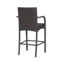 Outdoor Barstool Chair Set of 2, Gray Woven Faux Rattan, Iron Frame -BM325081