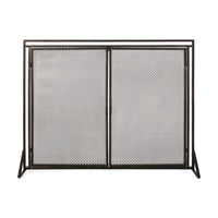 31x40 Fireplace Screen, 2 Door Diamond Mesh Design, Black Bronze Iron -BM325082