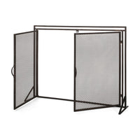 31x40 Fireplace Screen, 2 Door Diamond Mesh Design, Black Bronze Iron -BM325082