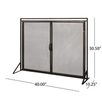 31x40 Fireplace Screen, 2 Door Diamond Mesh Design, Black Bronze Iron -BM325082