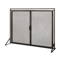 31x40 Fireplace Screen, 2 Door Diamond Mesh Design, Black Bronze Iron