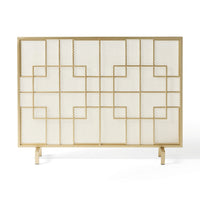 31x41 Fireplace Screen, Overlapping Square Design, Classic Gold Iron -BM325083