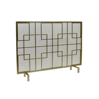 31x41 Fireplace Screen, Overlapping Square Design, Classic Gold Iron -BM325083