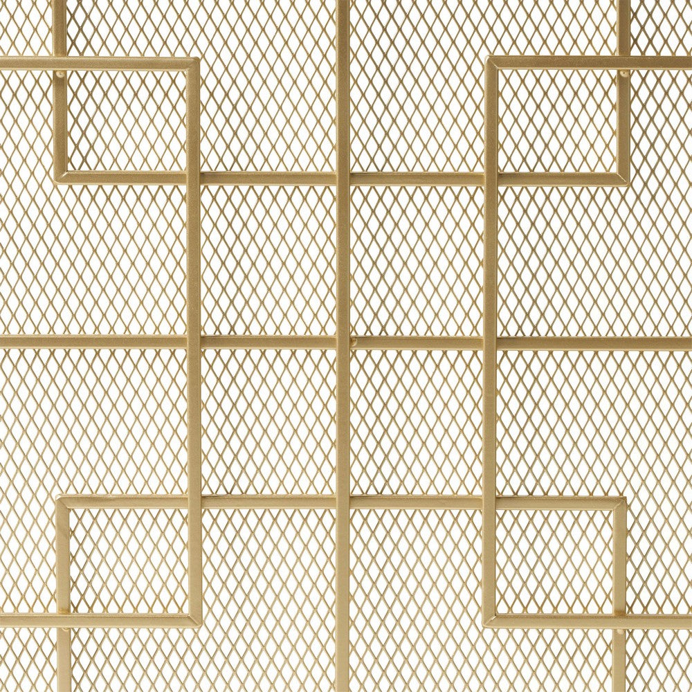 31x41 Fireplace Screen, Overlapping Square Design, Classic Gold Iron -BM325083