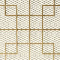 31x41 Fireplace Screen, Overlapping Square Design, Classic Gold Iron -BM325083