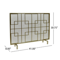 31x41 Fireplace Screen, Overlapping Square Design, Classic Gold Iron -BM325083