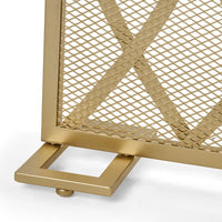 30x40 Fireplace Screen, Overlapping Round Lens Design, Gold Iron -BM325084