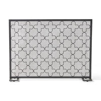 30x41 Fireplace Screen, Classic Clover Trellis Pattern, Black Iron -BM325086
