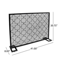 30x41 Fireplace Screen, Classic Clover Trellis Pattern, Black Iron -BM325086