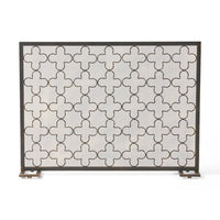 30x41 Fireplace Screen, Classic Clover Trellis, Black Gold Iron -BM325087
