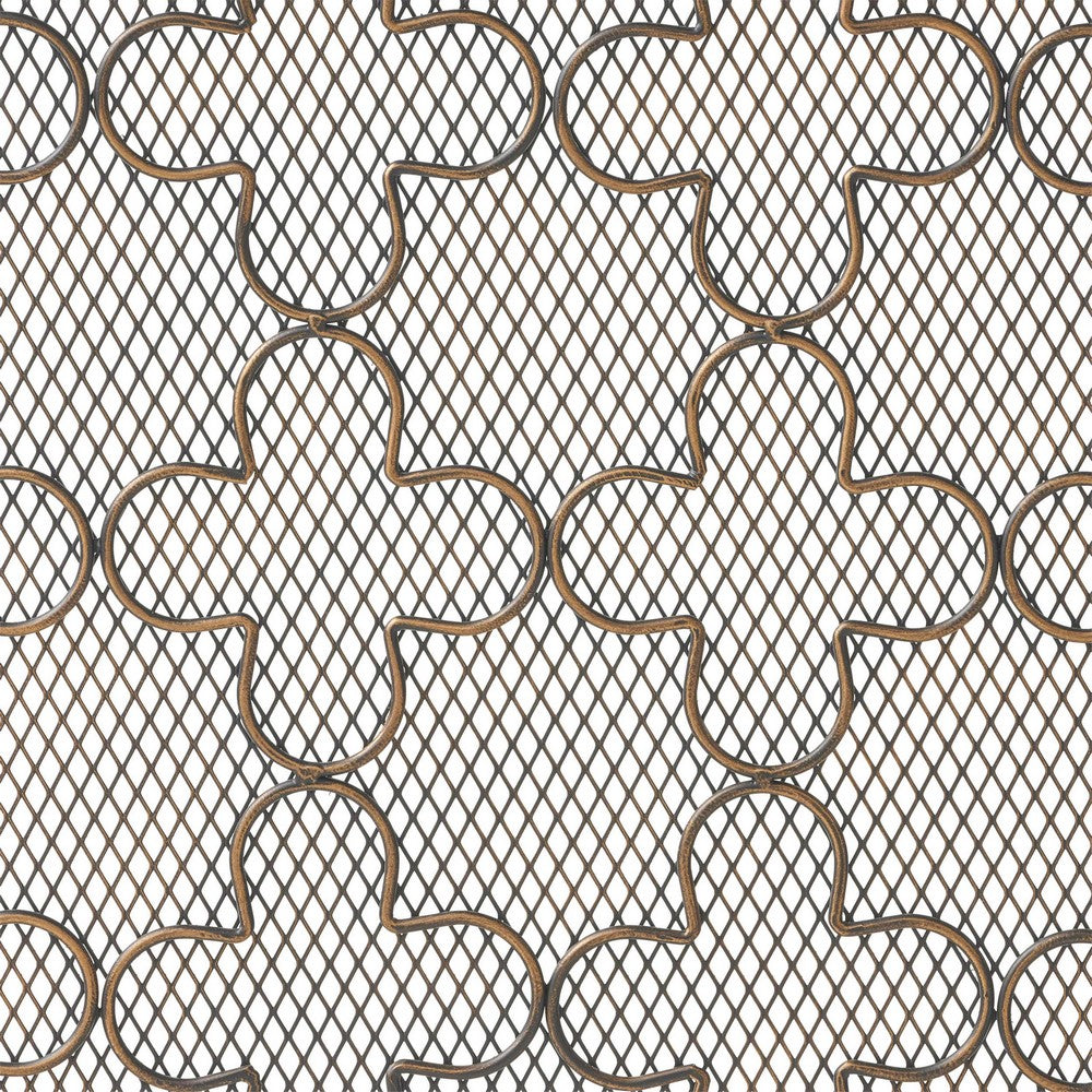 30x41 Fireplace Screen, Classic Clover Trellis, Black Gold Iron -BM325087