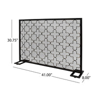 30x41 Fireplace Screen, Classic Clover Trellis, Black Gold Iron -BM325087